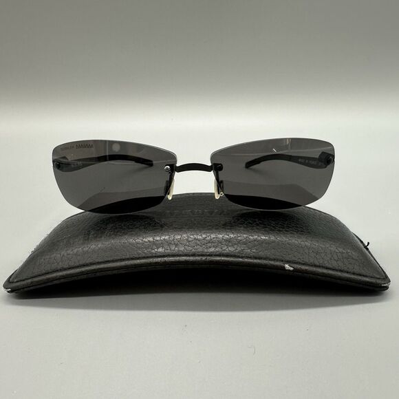 Vintage Minima Polarized Rimless Compact Sunglasses With Leather Case - Picture 1 of 16
